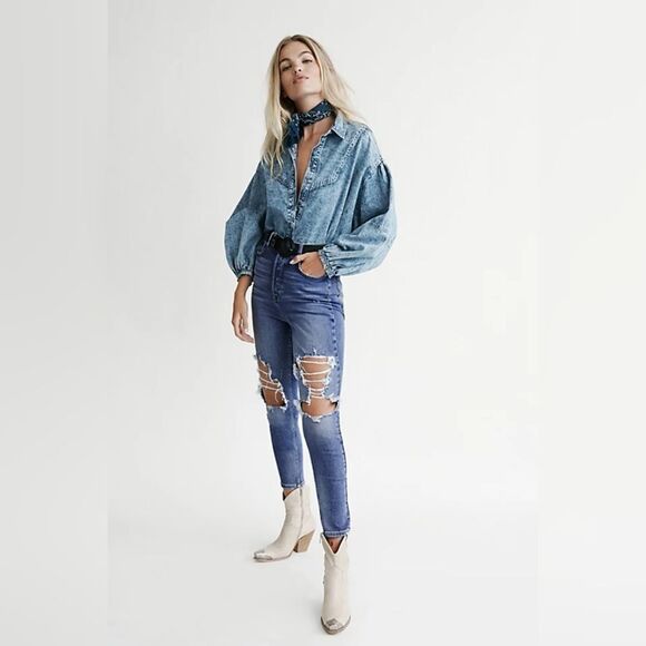 𝅺FREE People Phoenix jeans size 26 BNWT - Picture 1 of 13
